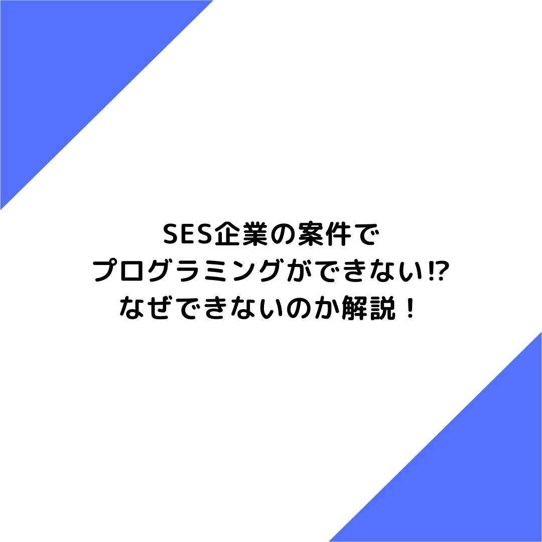 SES企業の案件でプログラミングができない⁉︎なぜできないのか解説！